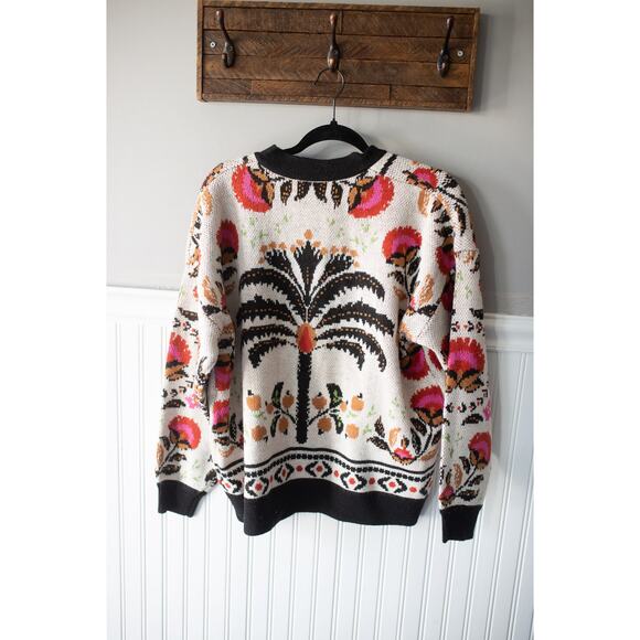 Anthropologie Farm Rio Palms Paradise Sand Knit Bomber Jacket Small NEW - Picture 4 of 4